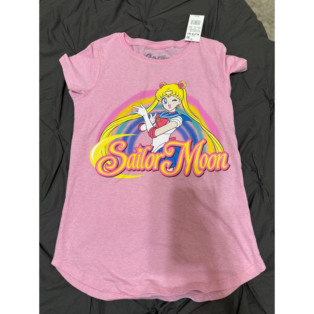 Sailor Moon Pink Graphic T-Shirt Anime Manga Cartoon Girl's XL (14-16)